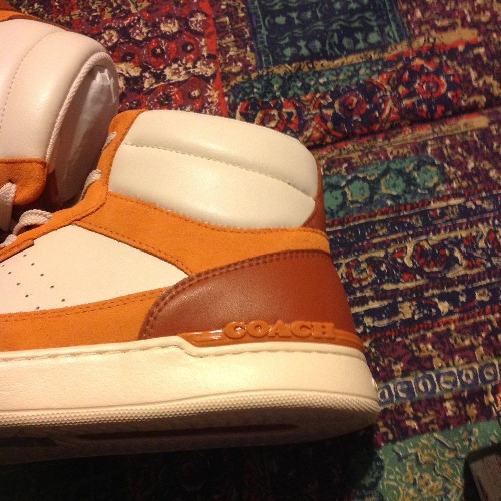 Coach men's Clip Court Multicolor Hi-Top Leather & Suede Sneakers-11D-New in Box - Picture 5 of 14